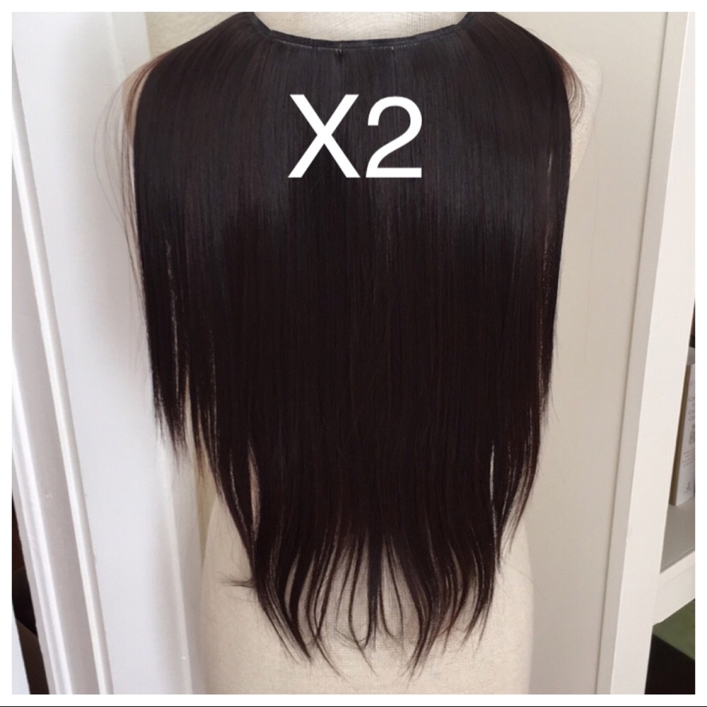 Two Hidden Halo Dark Auburn Hair Extensions 18”